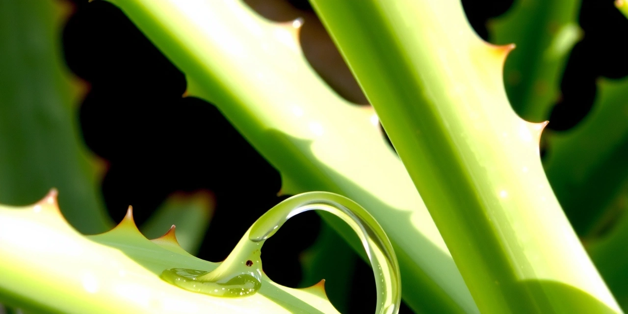 Vibrant green Aloe Vera leaf with gel oozing out