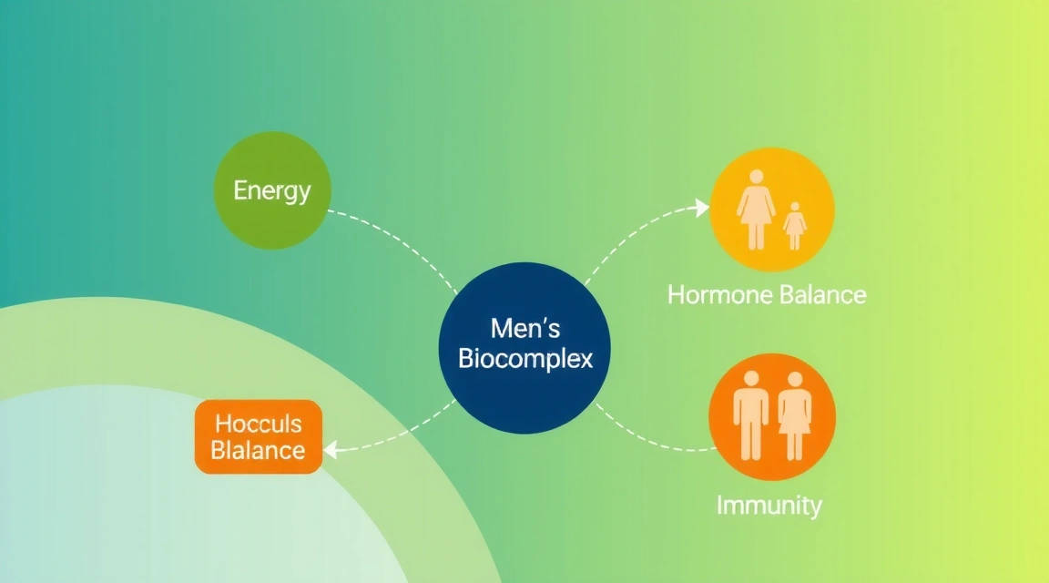 Diagram showing interconnected health benefits for men
