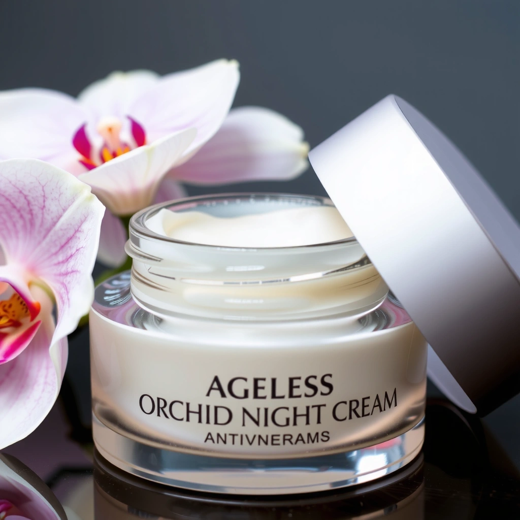 Elegant jar of Ageless Orchid Night Cream